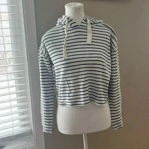 ❤️2/$30❤️[XS] BP. Drawstring Hoodie Cotton Knit  Blue/White Stripe Long Sleeve